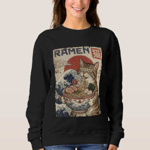 Lustige japanische Ramen-Katze Kawaii Ukiyo Vintag Sweatshirt