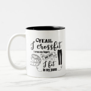 lustige Jeanswortkunst Zweifarbige Tasse