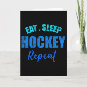 Lustige Jungen Hockey Spieler Essen Schlafen Hocke Karte