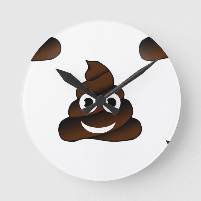 lustige kack-Emoji Runde Wanduhr (Vorderseite)