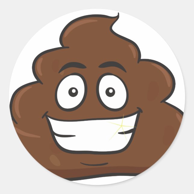lustige kack-Emoji Runder Aufkleber (Vorderseite)