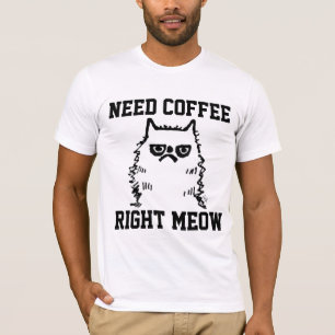 Lustige Kaffee mürrische Katze T-Shirts