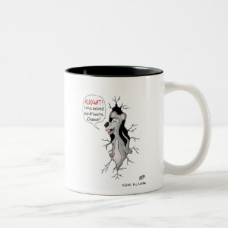 Lustige Kaffee-Tasse: Wer bewegte meinen Käse? Zweifarbige Tasse