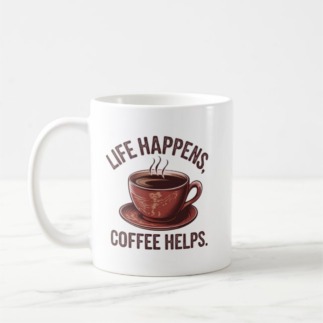 Lustige Kaffeelleben Wortkunst  Kaffeetasse (Links)