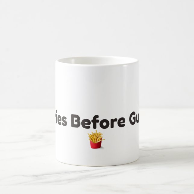 Lustige Kaffeetasse 'Fritten vor Jungs' (Mittel)