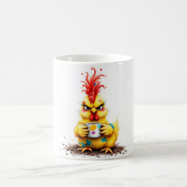Lustige Kaffeetasse mit wütendem Hühnerdesign
