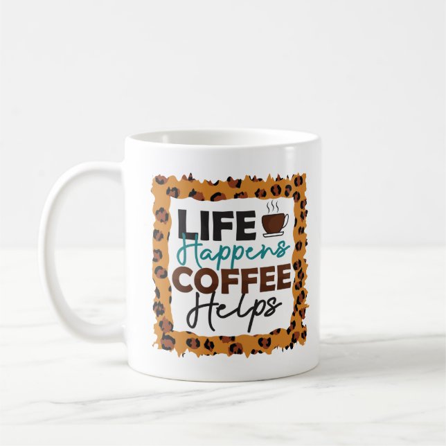 lustige Kaffeetassen über Kaffee (Links)