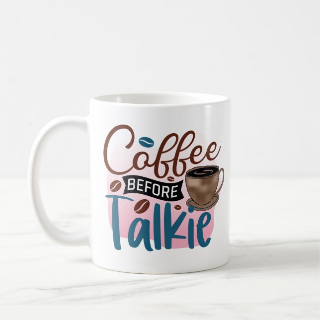lustige Kaffeetassen über Kaffee (Links)