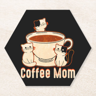 Lustige Kaffeetrinkende Mutter mit Katze Untersetzer
