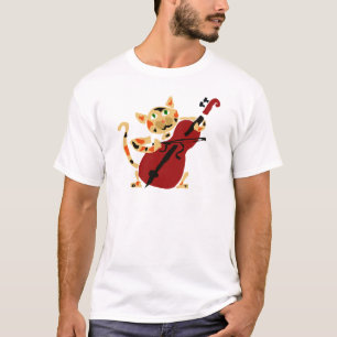 Lustige Kaliko-Katze, die Cello-Kunst-Cartoon T-Shirt