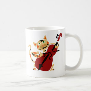 Lustige Kaliko-Katze, die Cello-Kunst-Cartoon Tasse