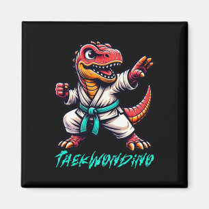 Lustige Kampfsportarten Karate Taekwondo Dino Tier Magnet
