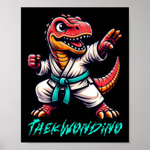 Lustige Kampfsportarten Karate Taekwondo Dino Tier Poster