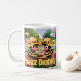 Lustige kapriziöse Bienen summen beim Dating Kaffeetasse