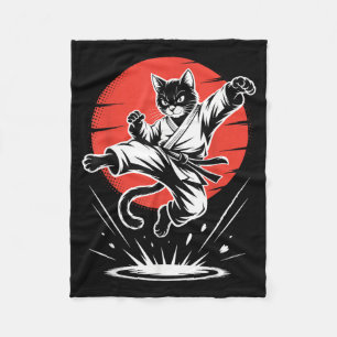 Lustige Karate-Katze Kampfsport Schwarzgürtel Kämp Fleecedecke