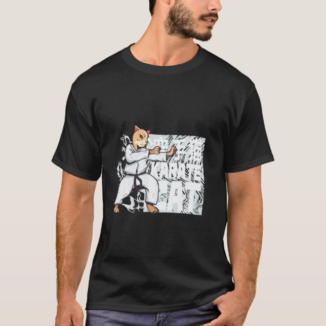 Lustige Karate-Katze T-Shirt (Vorderseite)
