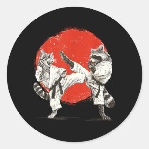 Lustige Karate-Katze Waschbär _ japanische Kampfku Runder Aufkleber
