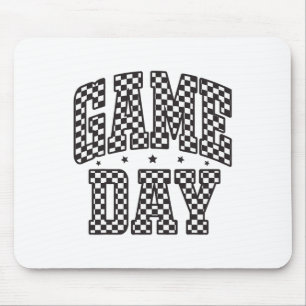 Lustige karierte Spieltags-Fußball Schwarz Weiß Ge Mousepad