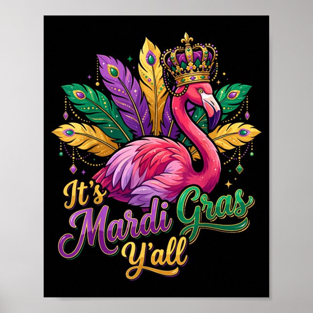 Lustige Karneval Party Geschenkidee Flamingo Mardi Poster (Vorne)