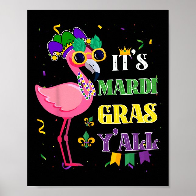 Lustige Karneval Party Geschenkidee Flamingo Mardi Poster (Vorne)