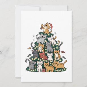 Lustige Kätzchen Weihnachtsbaum Katze Haustier Tie Einladung