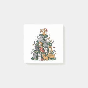 Lustige Kätzchen-Weihnachtsbaum-Katze-Haustier-Tie Post-it Klebezettel