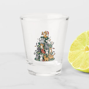 Lustige Kätzchen Weihnachtsbaum Katze Haustier Tie Schnapsglas