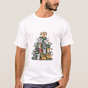 Lustige Kätzchen-Weihnachtsbaum-Katze-Haustier-Tie T-Shirt