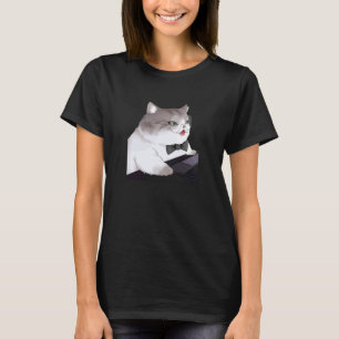 Lustige Katze arbeitet an einem Laptop, liebe Katz T-Shirt