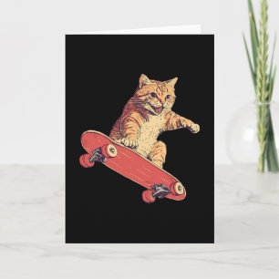 Lustige Katze auf einem Skateboard Skateboardfahre Karte