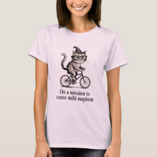 Lustige Katze auf Fahrrad – Vintage unartige Katze T-Shirt