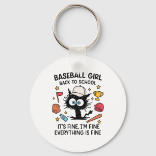 Lustige Katze Baseball Mädchen Es Ist In Ordnung M Schlüsselanhänger