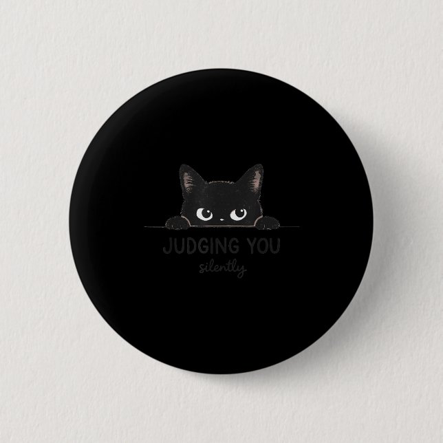 Lustige Katze beurteilt dich schweigend Retro Vint Button (Vorderseite)