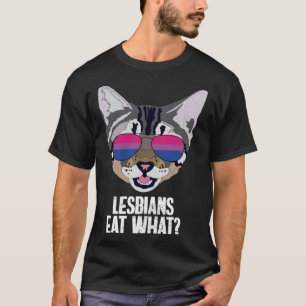 Lustige Katze Bisexuelle Lesben essen was Bi Stolz T-Shirt