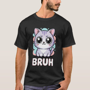 Lustige Katze Bruh Kawaii Meme Katze für Jungen, M T-Shirt