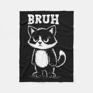 Lustige Katze Bruh Meme Sarkastisches Tier Coole K Fleecedecke