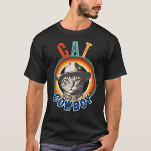 Lustige Katze Cowboy Retro T-Shirt