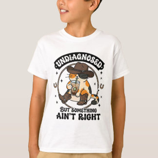 Lustige Katze Cowboyhut Eiskaffee Nicht diagnostiz T-Shirt