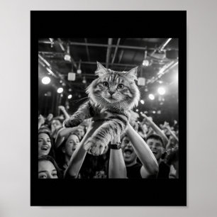 Lustige Katze Crowd Surfing Konzer Meme Party Katz Poster