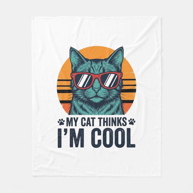 Lustige Katze denkt, ich bin cool vintage Fleecedecke (Vorderseite)