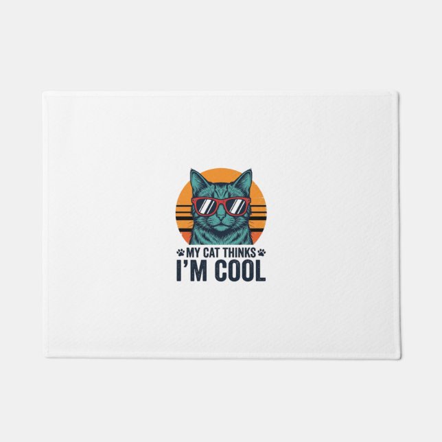 Lustige Katze denkt, ich bin cool vintage Fußmatte (Vorderseite)