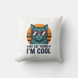 Lustige Katze denkt, ich bin cool vintage Kissen