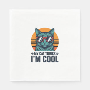 Lustige Katze denkt, ich bin cool vintage Serviette