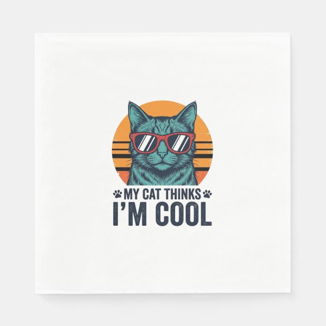 Lustige Katze denkt, ich bin cool vintage Serviette (Vorderseite)