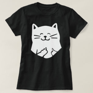 lustige Katze, die mittleres Fingert-shirt zeigt T-Shirt