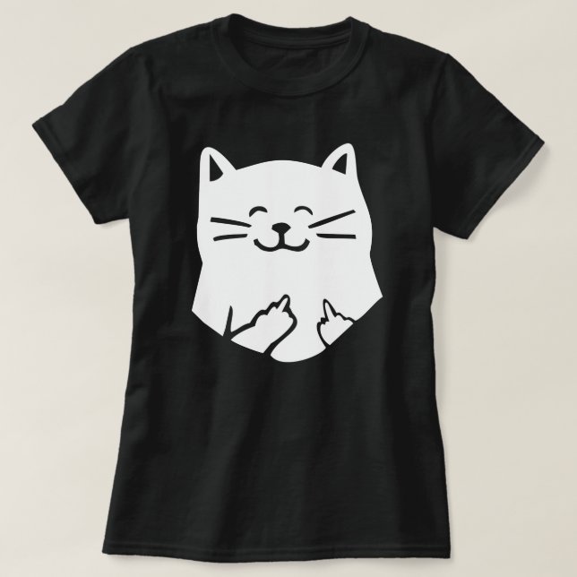 lustige Katze, die mittleres Fingert-shirt zeigt T-Shirt (Design vorne)