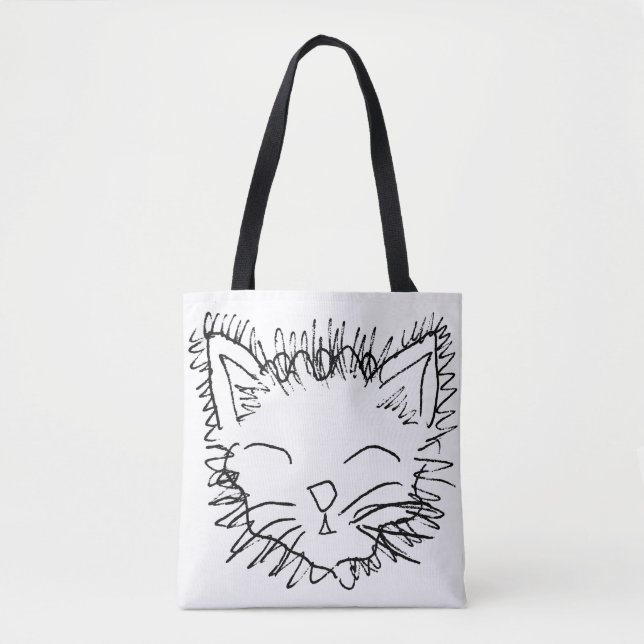 Lustige Katze, die Taschen-Tasche zeichnet (Vorderseite)
