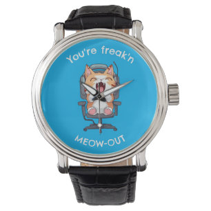Lustige Katze, die total ausflippt Armbanduhr