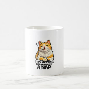Lustige Katze Dieses Meeting Hätte ein Nickerchen Kaffeetasse