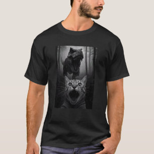 Lustige Katze Dinosaurier Trex Tierliebhaber Selfi T-Shirt